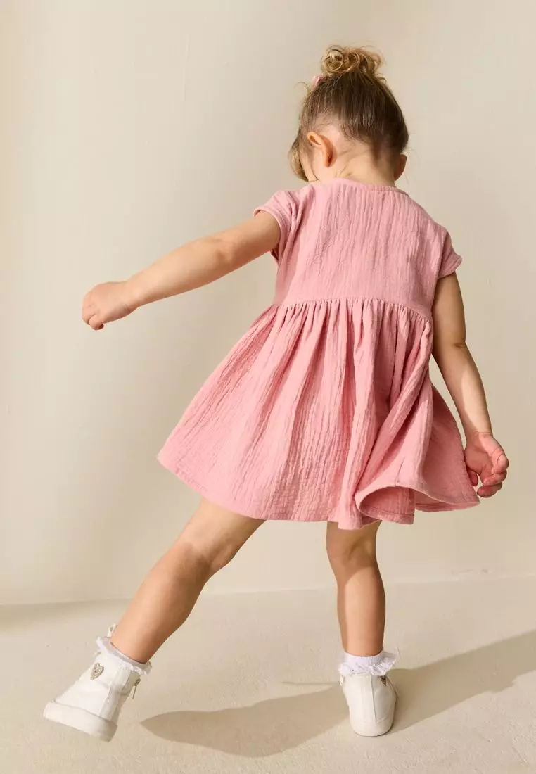 Textured Short Sleeve Dress