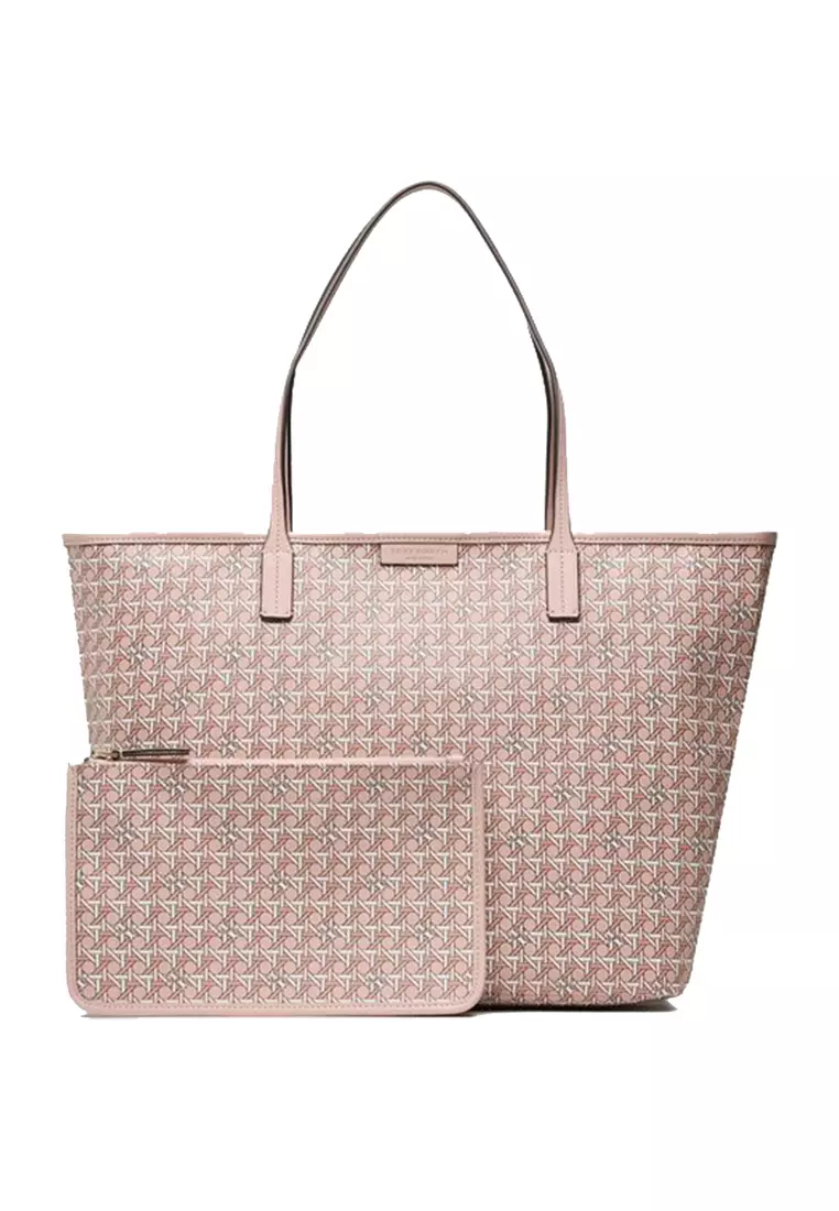 Tory Burch Coated Canvas Zip Tote - Winter Peach