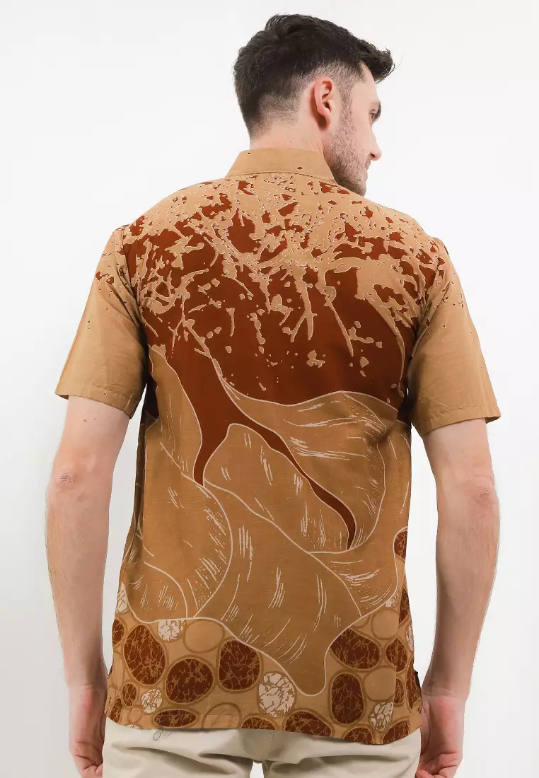 Batu Kemeja Batik Premium Pria Casual Modern Lengan Pendek