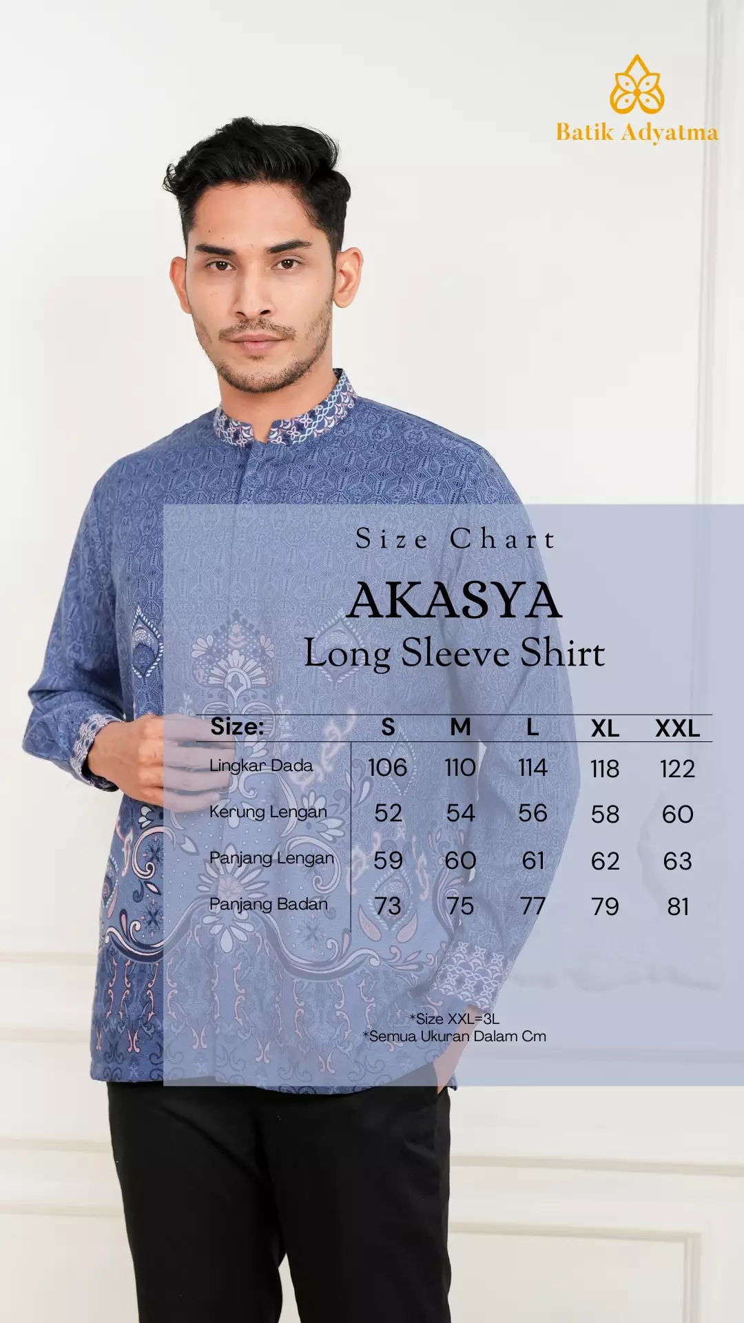 Sarimbit Akasya Blue Kemeja Pria  Koko Lengan Panjang Regular Fit Furing