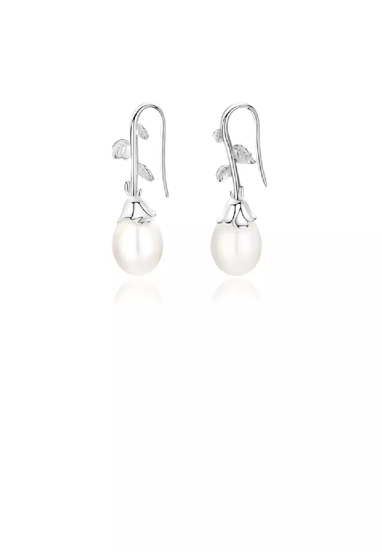 White Silver Earrings, White Earrings, on sale White Stone Earrings, Long Silver Earrings, Oval Silver Earrings, Simple Long Earrings