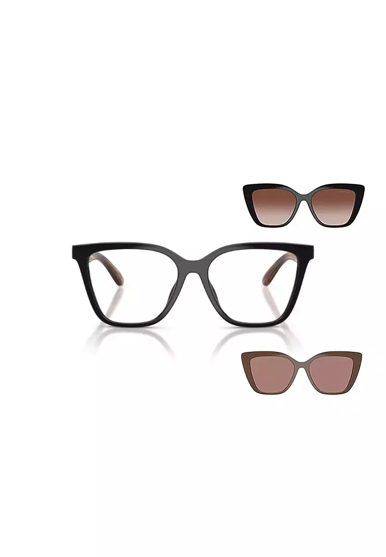 Women's Cat Eye Frame Black Injected Clip on Sunglasses - EA4254U