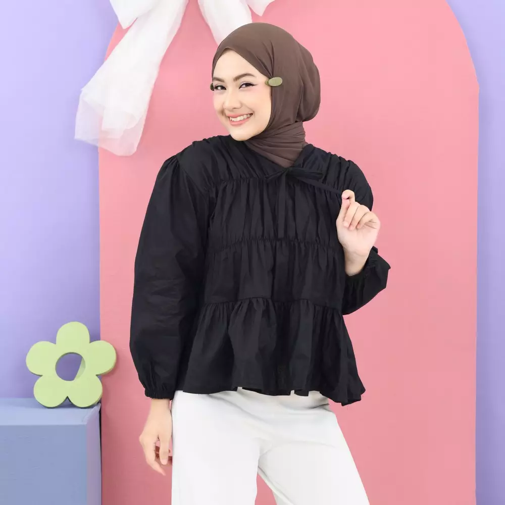 Liora Rubber Blouse - Black M19502 R75S6