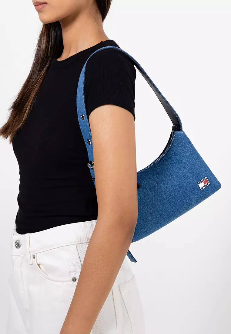 Logo Plaque Denim Shoulder Bag - Tommy Jeans