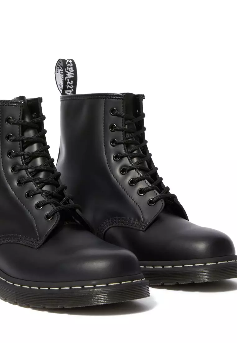 1460 WHITE STITCH LEATHER ANKLE LACE-UP BOOTS - WOMEN