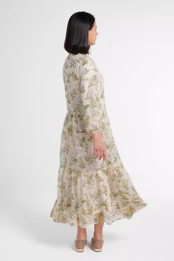 MINIMAL - Zayna - Gamis Ruffle Motif Floral - Green