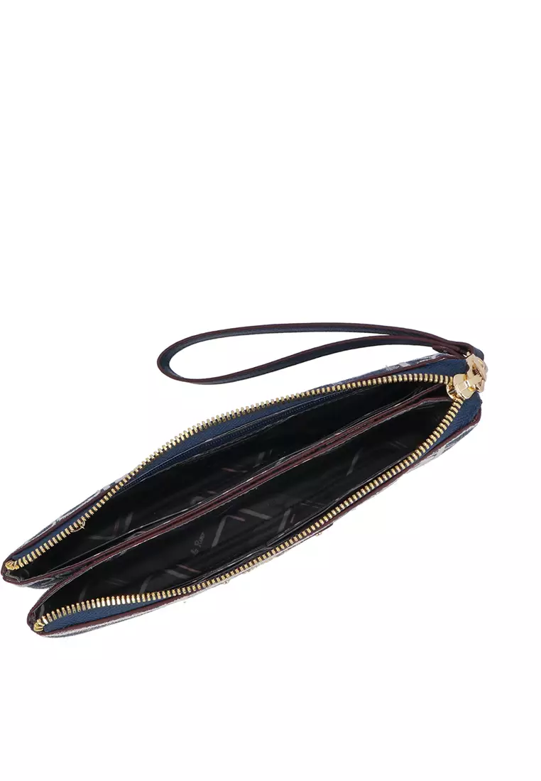 Dark Blue Carlo GEO Jacquard Wristlet