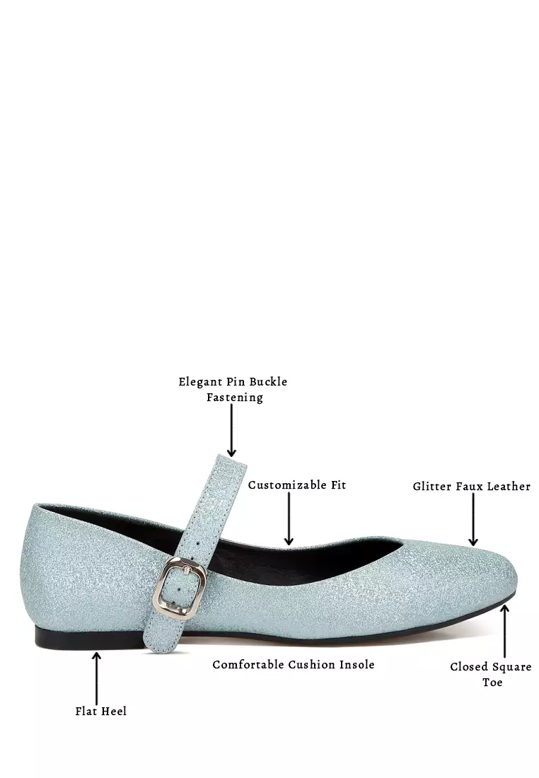 Balerina Gesper Pin Berkilau dalam Warna Baby Blue