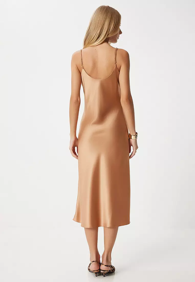 Cowl Neck Satin Surface Dress