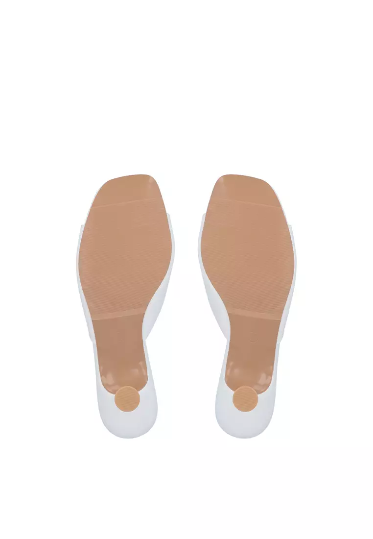 white Anara Kitten Heel Sandals