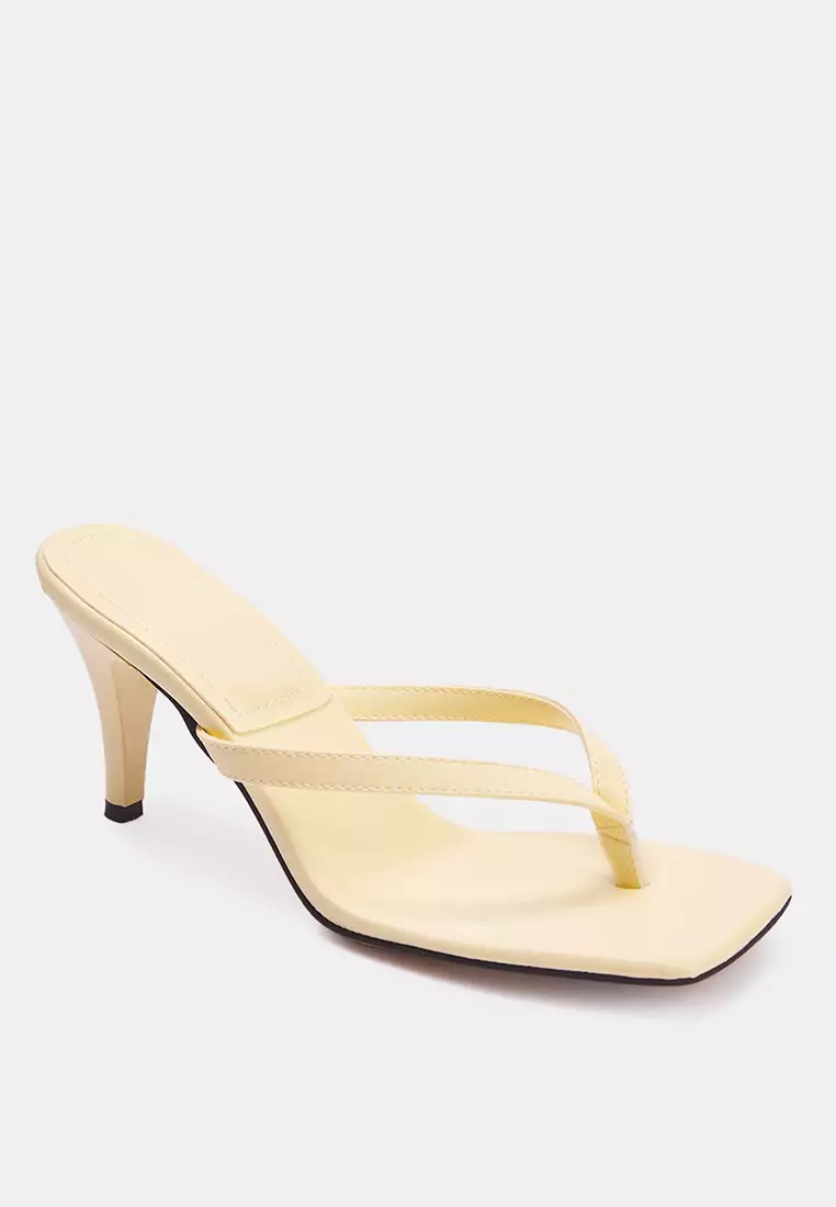 Square Toe Flip Flops 8.5cm Thin Heeled Sandals