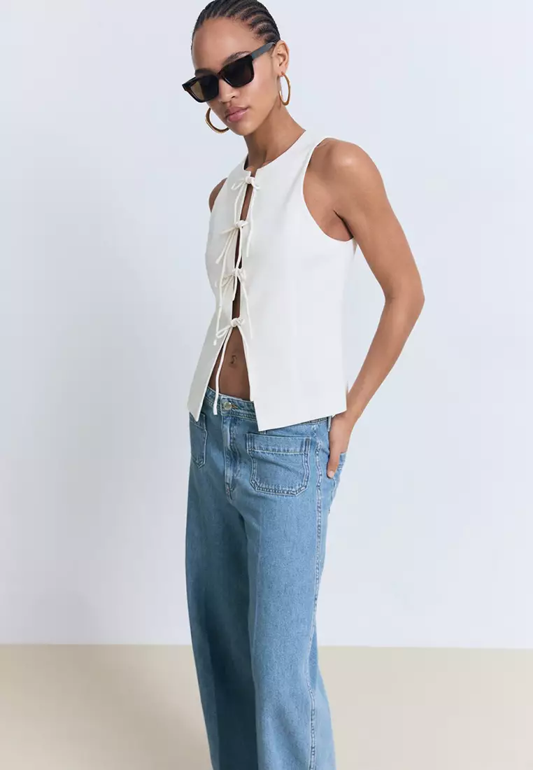 High-Rise Wide Leg Jeans With Pockets