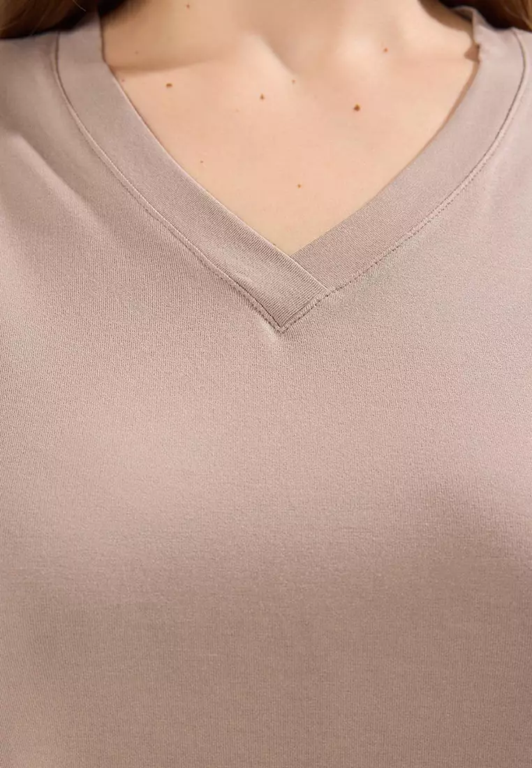 Stone Regular Fit V-Neck Big Size T-Shirt Tbbss25Bf00062