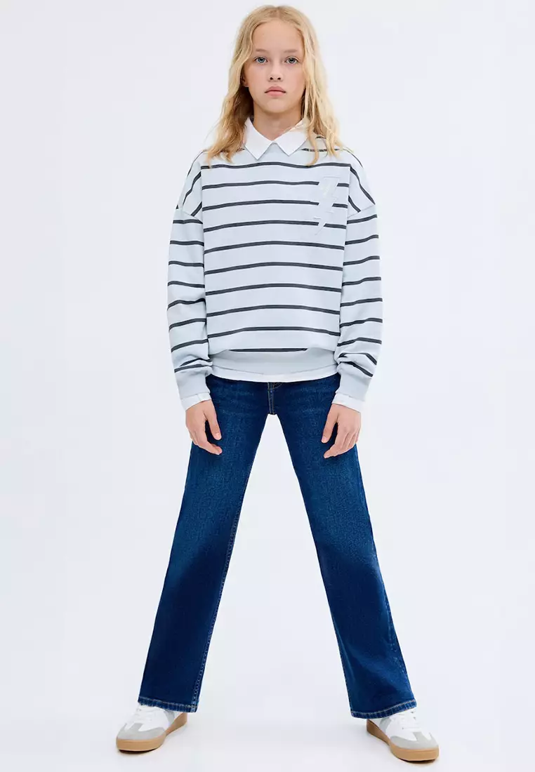 Embroidery Striped Sweatshirt