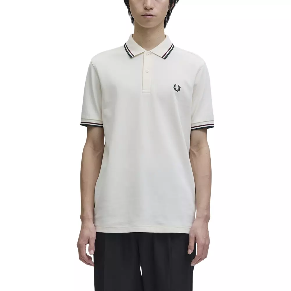 Twin Tipped Polo Shirt Ecru/Oxblood/Grassroots