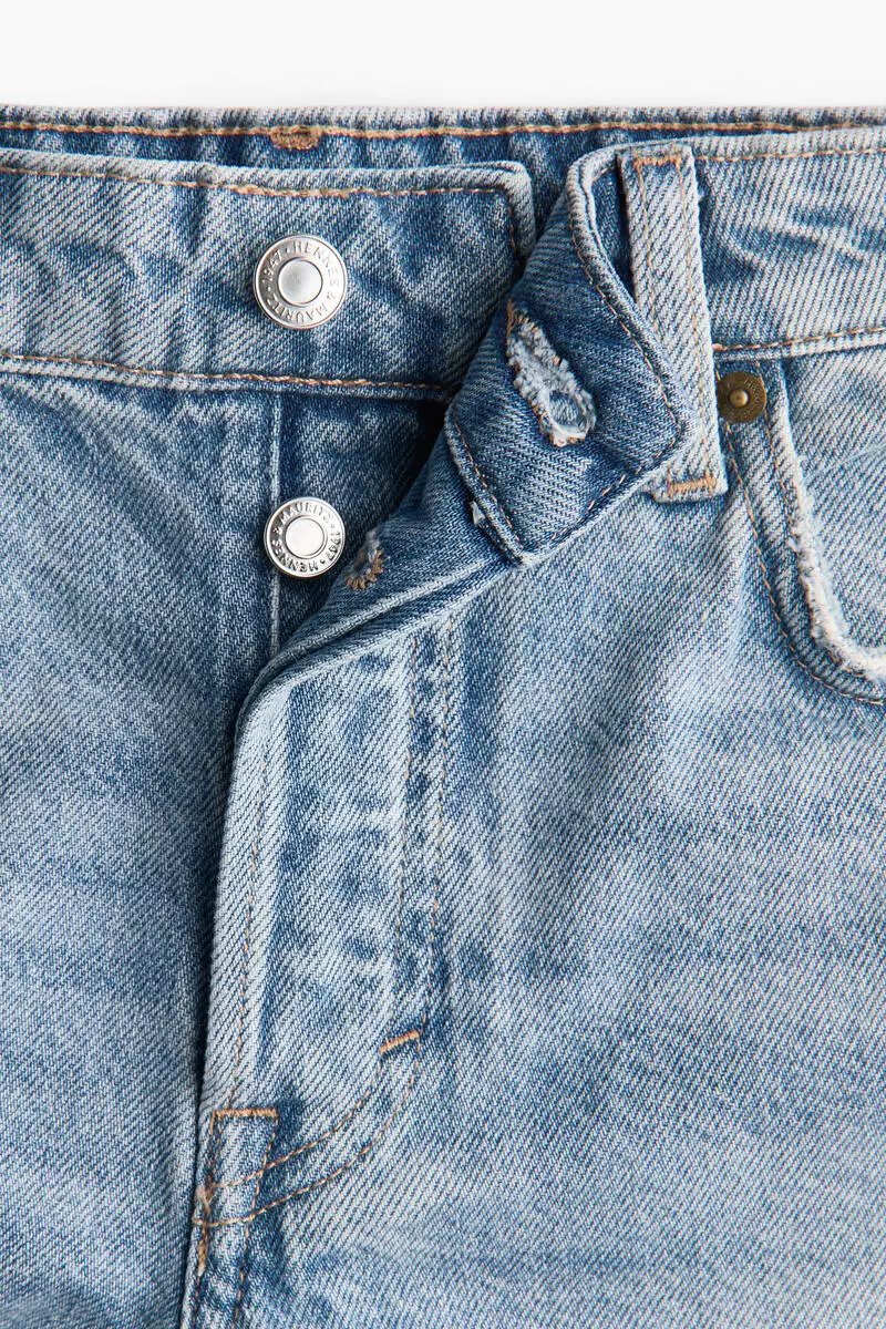Raw-edge denim shorts