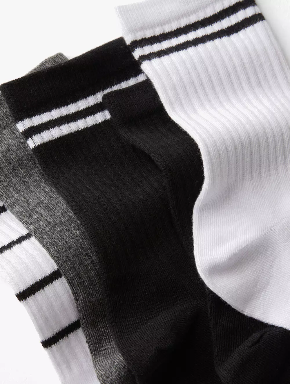 5PK CREW SOCK - BLACK/WHITE STRIPE MIX