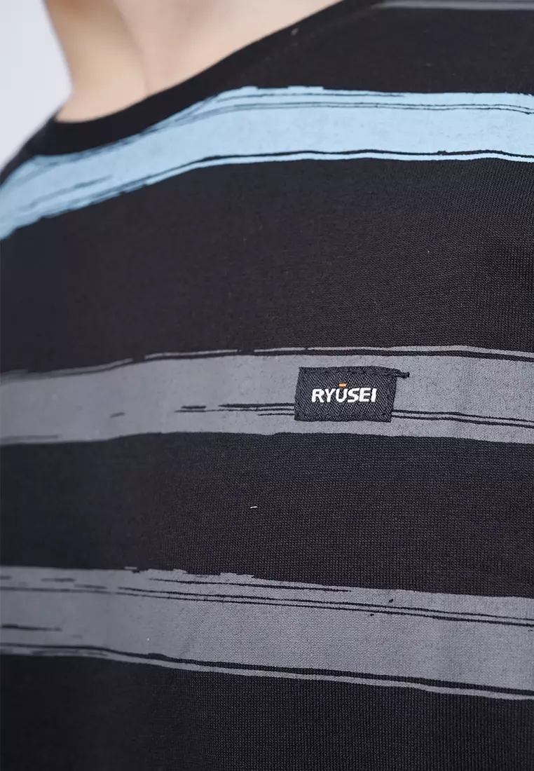 Ryusei Kaos Pria Yamada Stripe Black