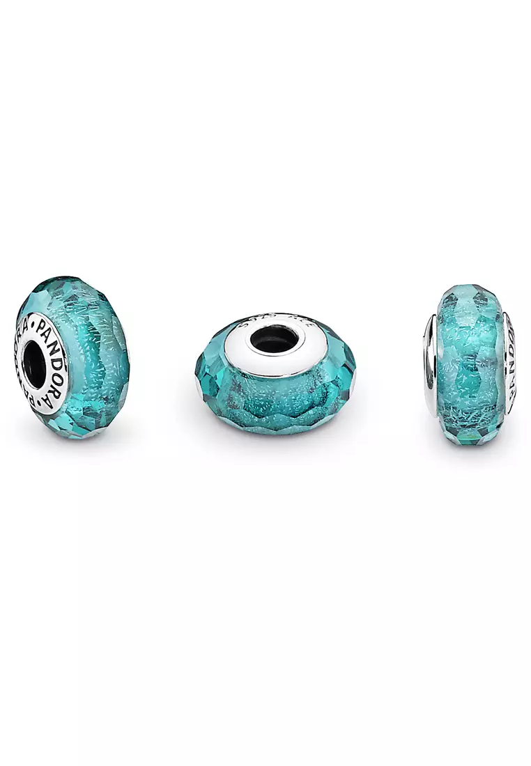 Faceted Teal Murano Glass Charm