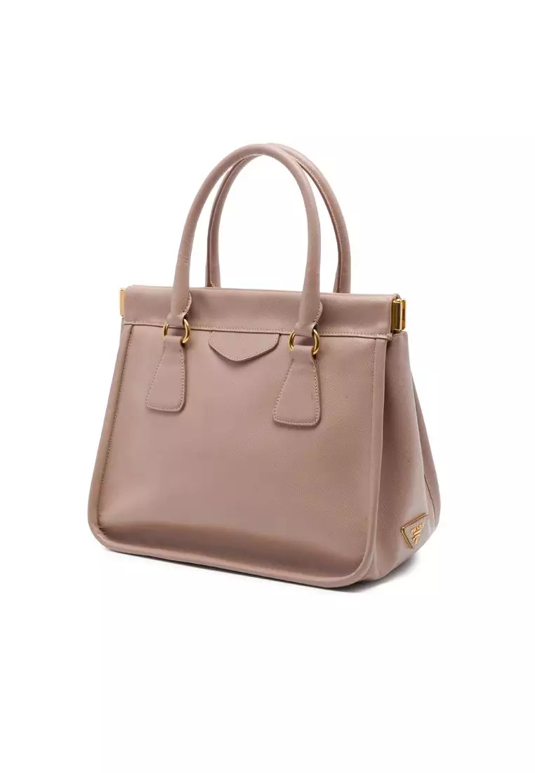 Pre-Loved Prada Saffiano Lucido Top Handle Frame Tote