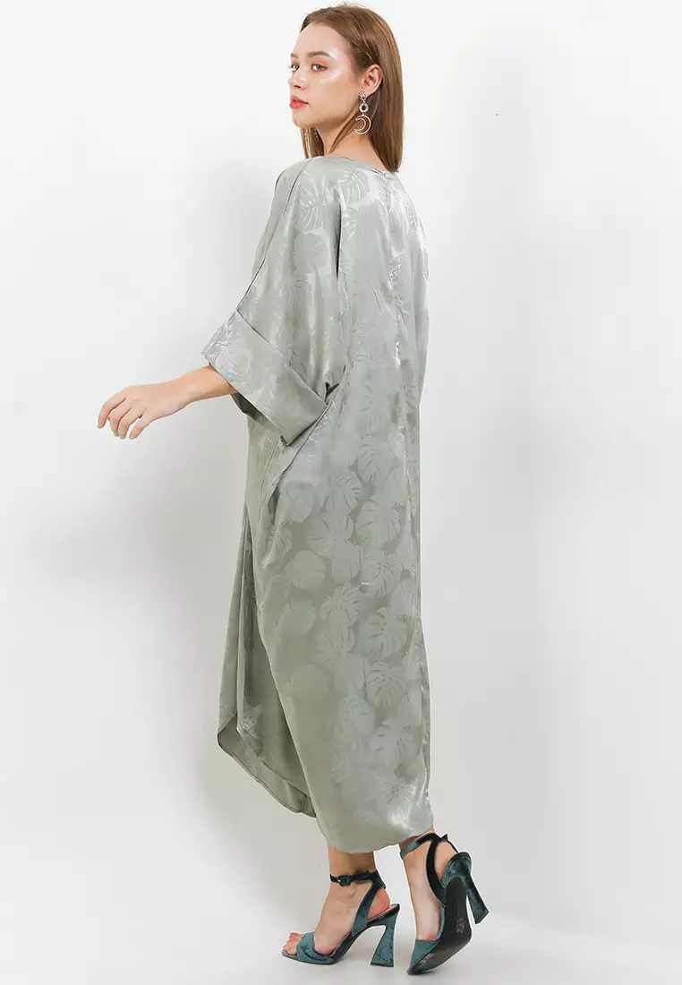 Printed Silk Sateen Twisted Kaftan