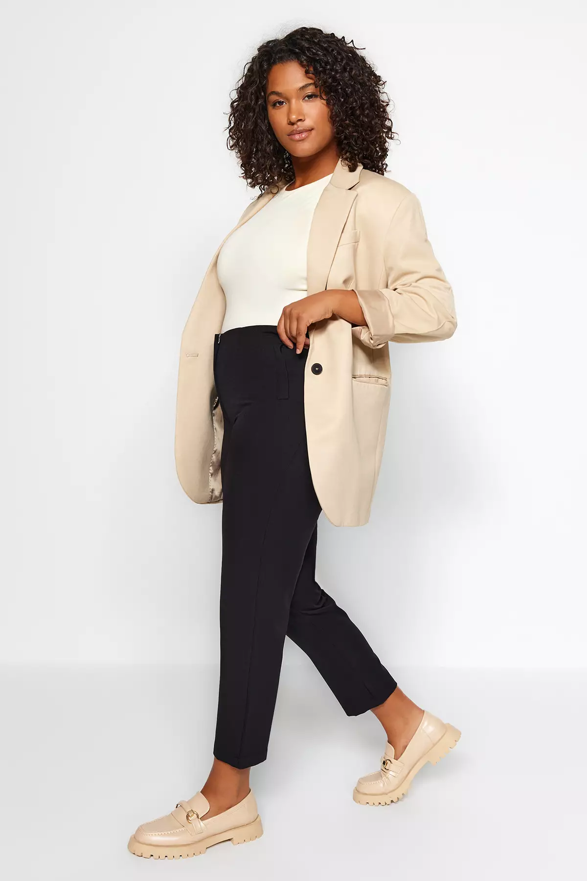 Trendyol Plus Size Black Cigarette Woven Trousers 2024 Buy