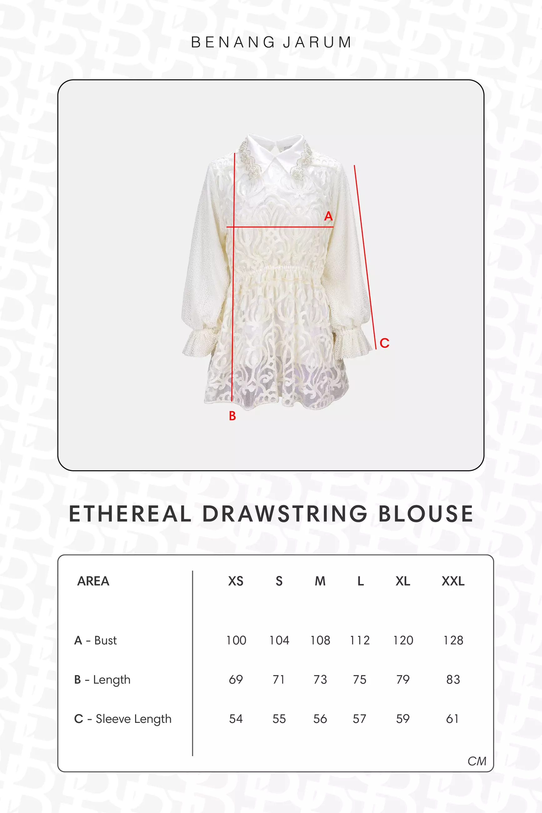 Benang Jarum Black Label - Ethereal Drawstring Blouse - Cream