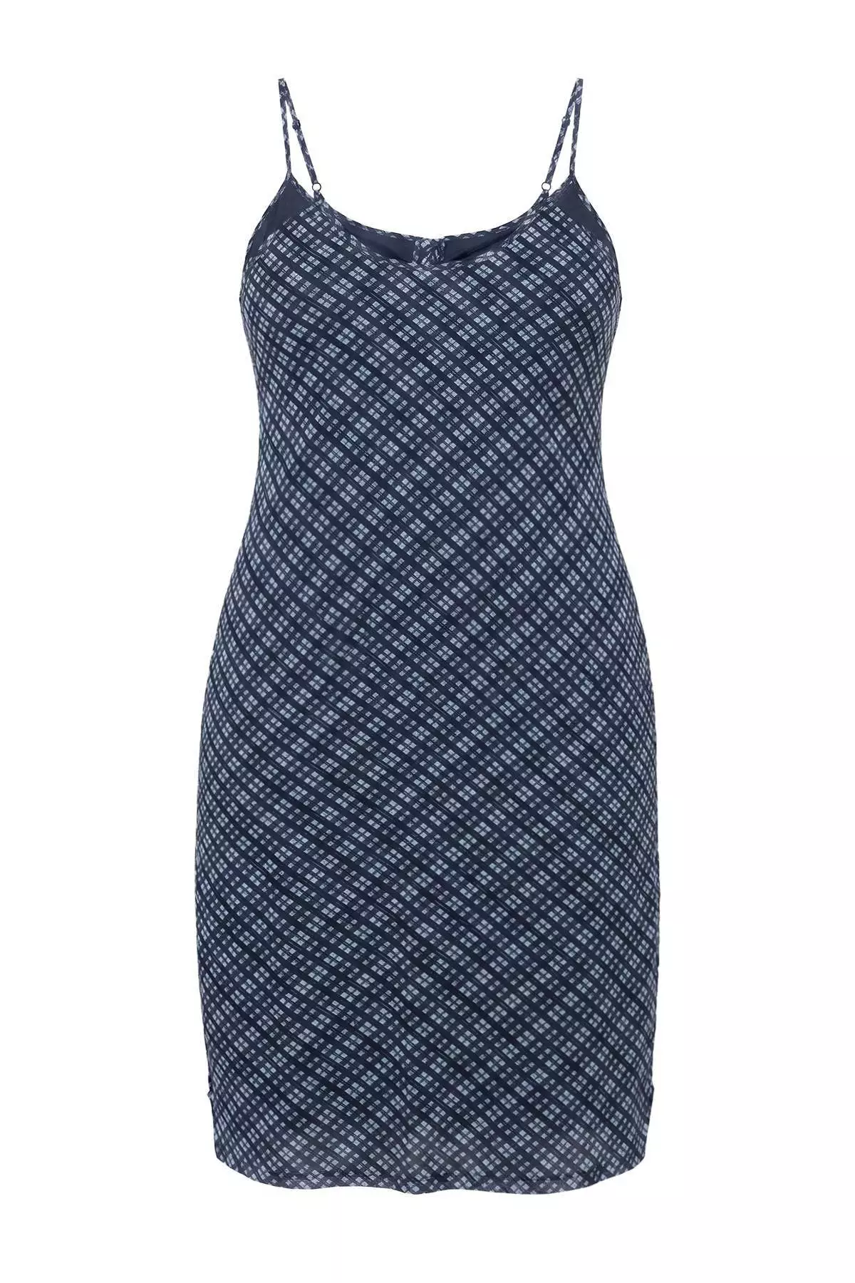 Teen Blue Lacing Detailed Plaid Pack Tulle Maxi Stretchy Knitted Plus Size Dress