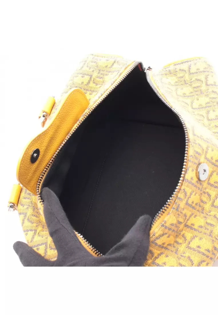 Pre-Loved Christian Dior Rango 26 Handbag canvas leather yellow Navy