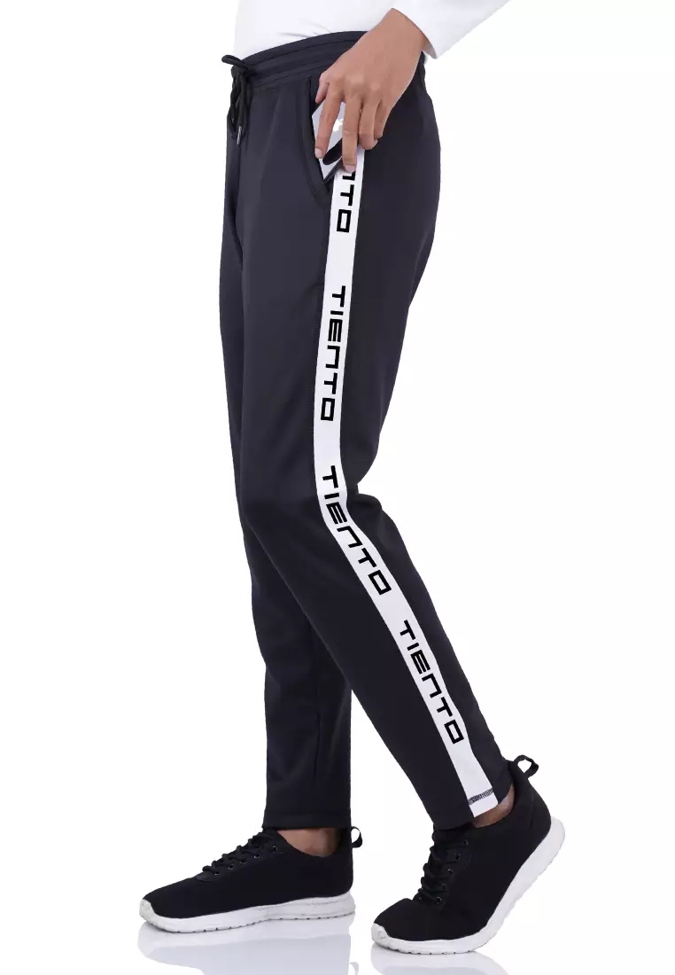 Tiento Jogger Training Pants Classic Sporty Series Black Celana Joger Trening Track Casual Olahraga Lari Gym Fitness Hitam