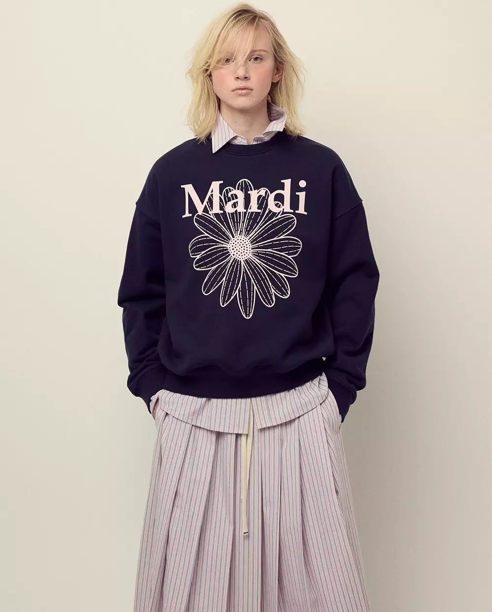 Sweatshirt FLOWERMARDI Navy Pale Pink