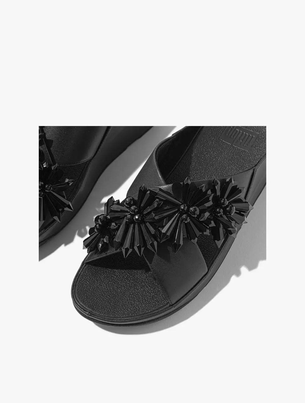 Fitflop Rumba Starburst-Bead Cross Slides - Black