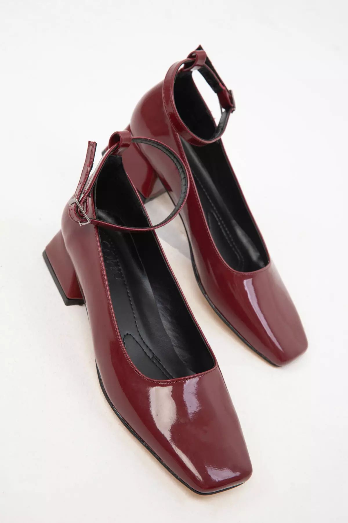 Patent Leather Claret Red Women's Classic Heeled Shoes - 19783