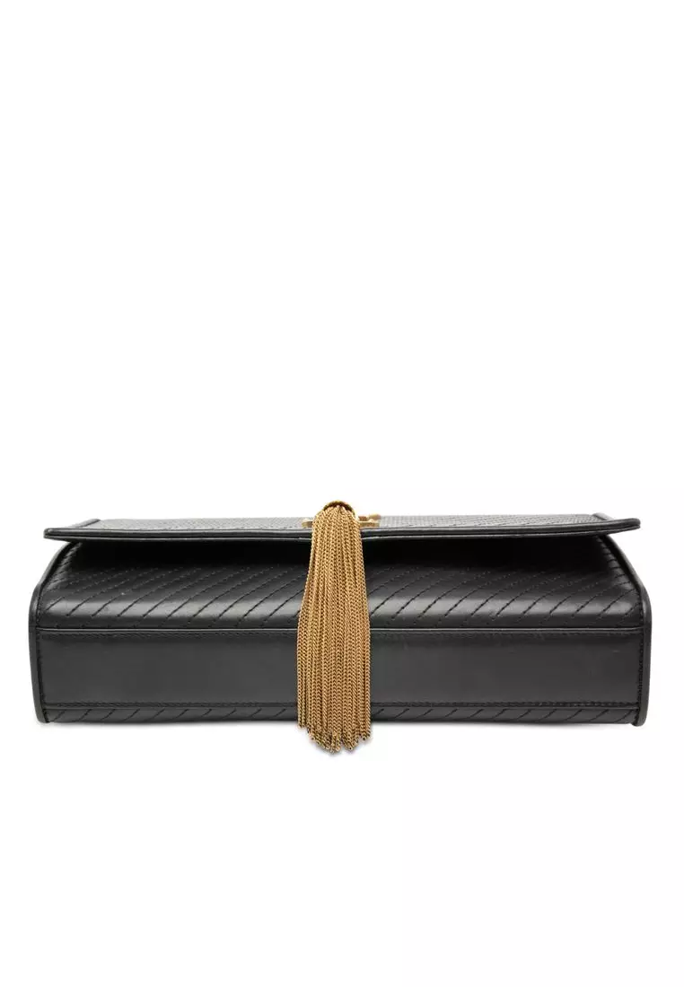 Pre-Loved Saint Laurent Medium Diagonal Quilted Calfskin Monogram Kate Tassel Crossbody