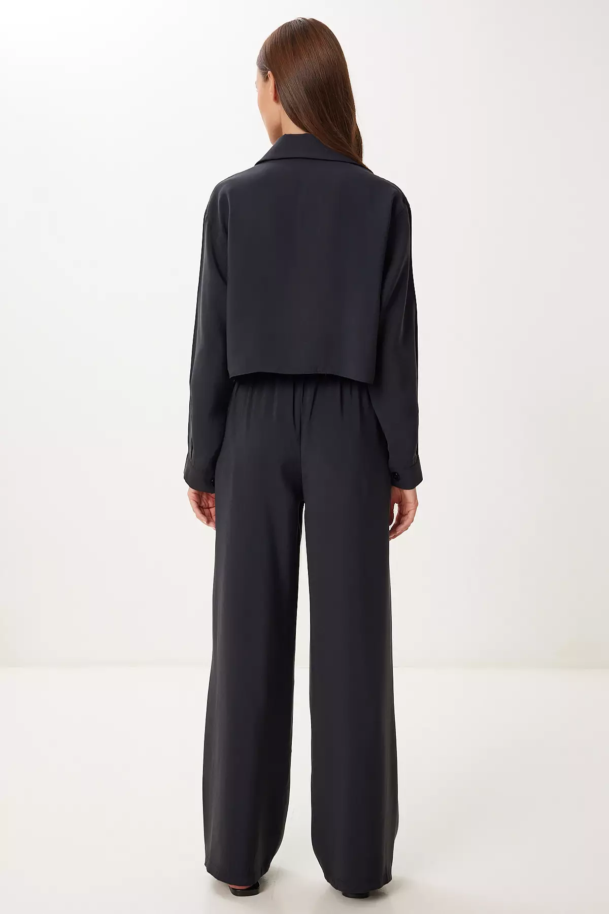 Women's Black Modal Shirt Pants Suit Bv00158