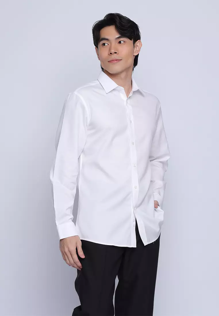 Plain White Two Ply Dress Shirt