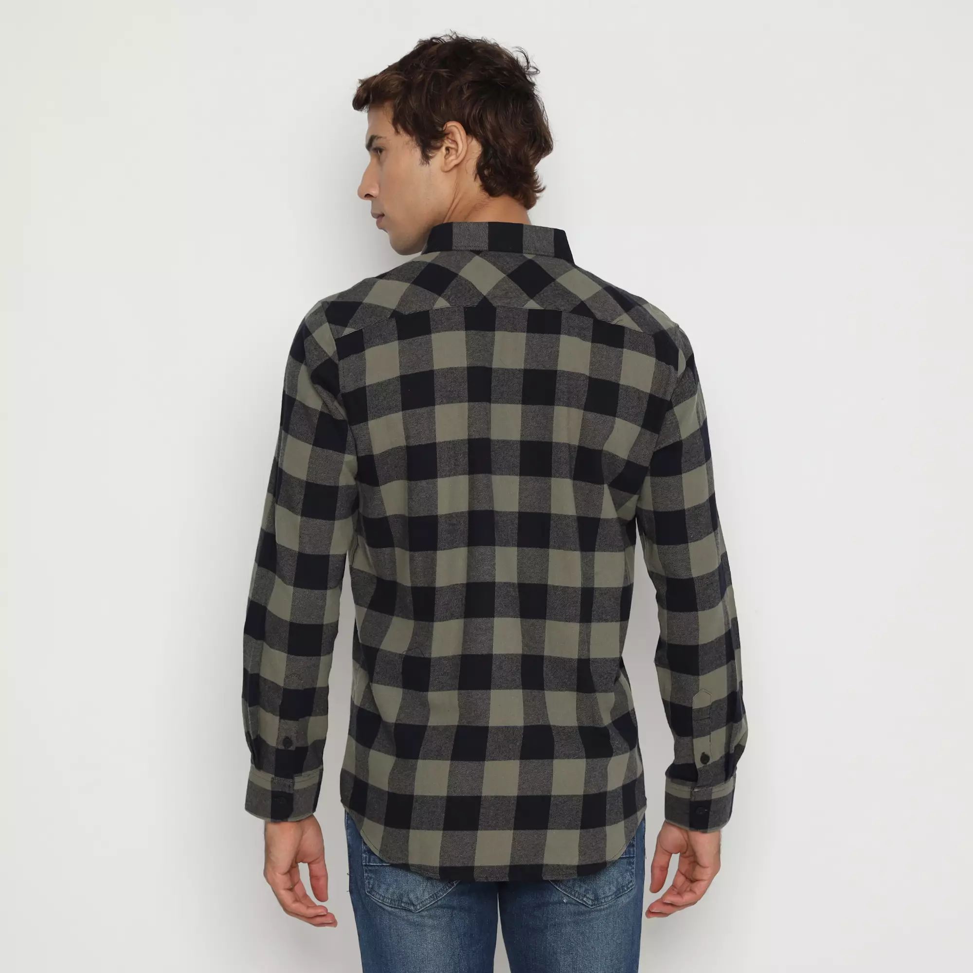 Platini Kemeja Flanel Pria Lengan Panjang Navy 76476