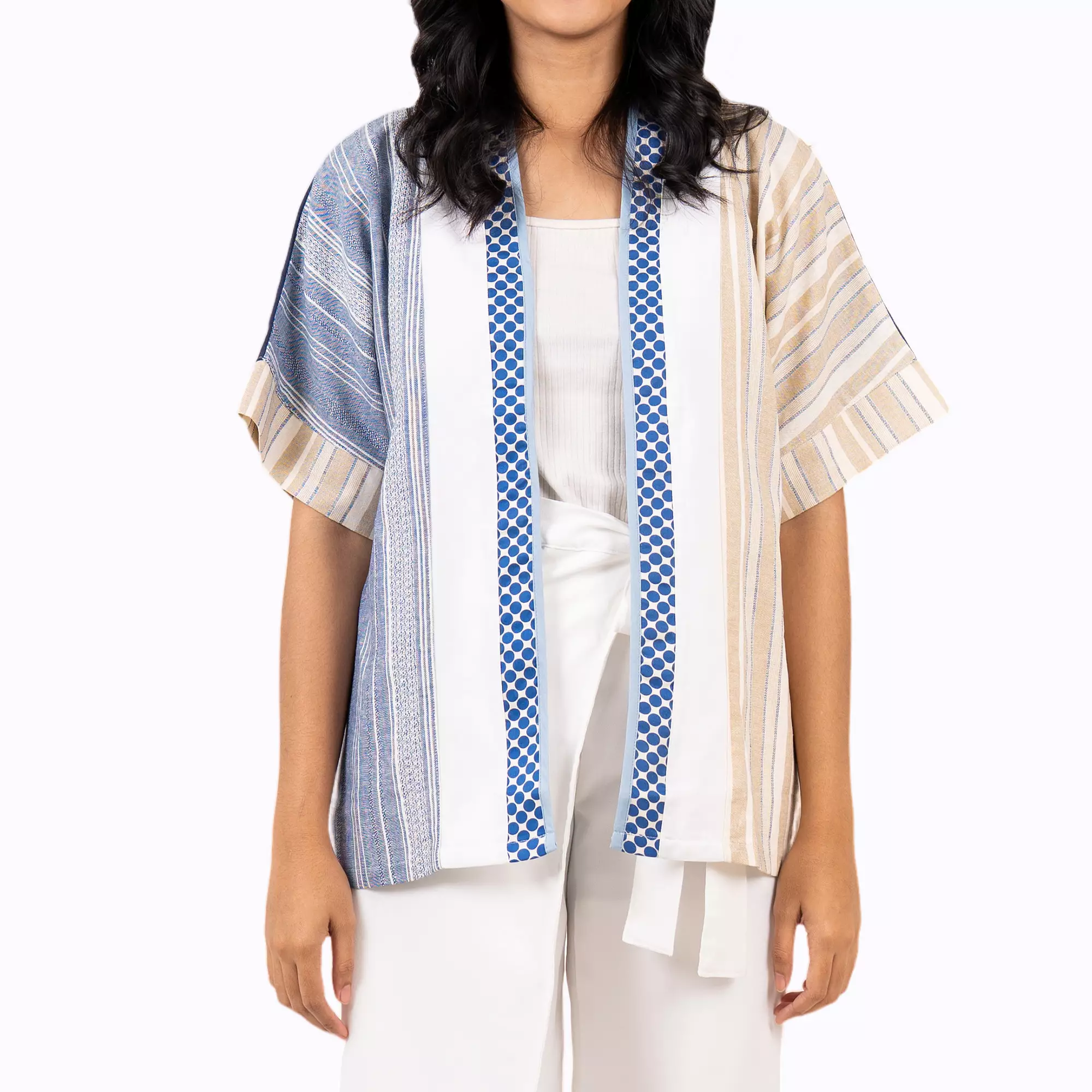 Blazer Outer Batik Wanita - Bhatara Batik Elaine - Atasan Batik Modern Lengan Pendek