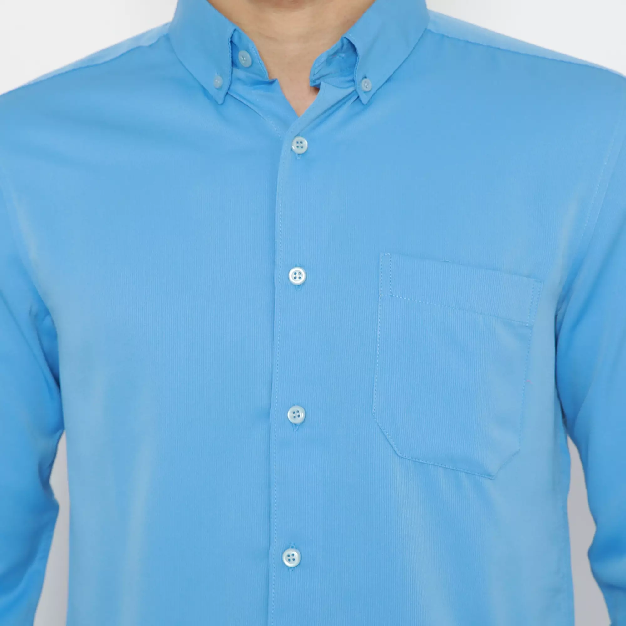 Platini Kemeja Pria Lengan Panjang Polos Polinosic Sky Blue 66105