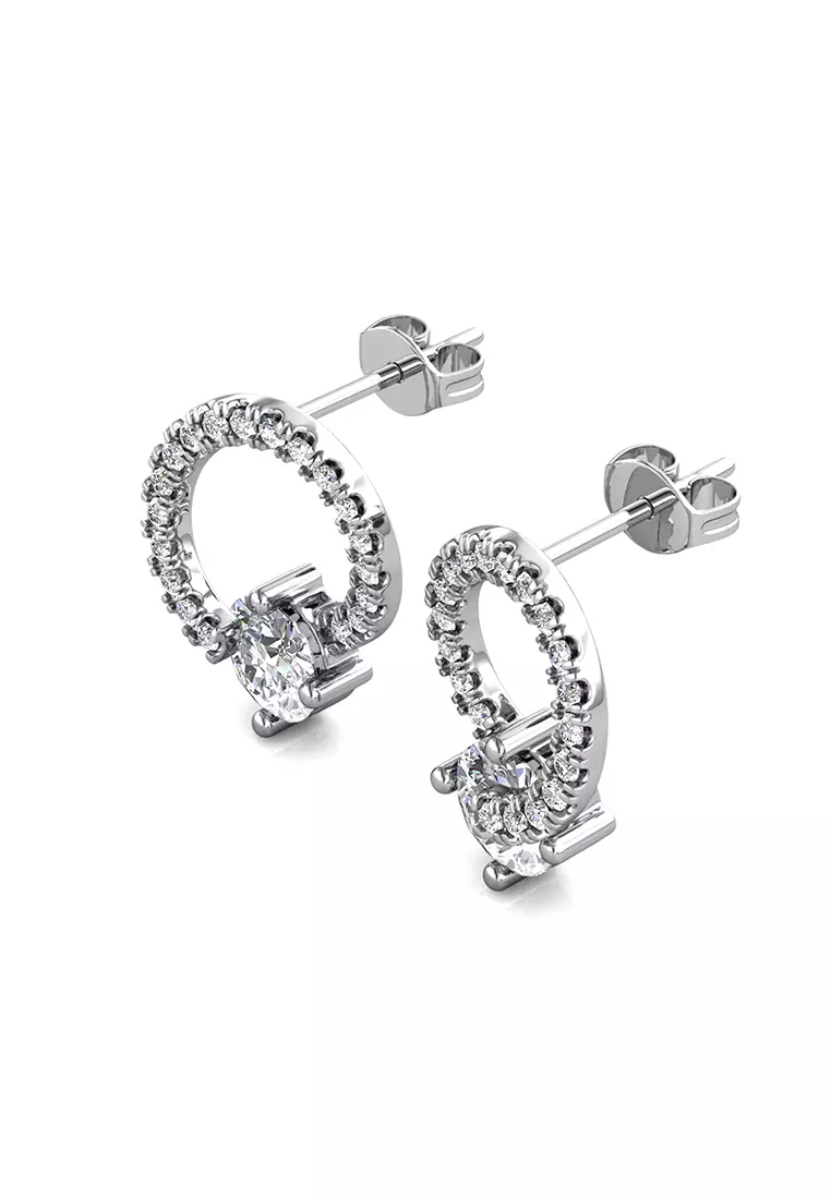 Berlian Moissanite Le Rond Earring [GRA CERTIFICATE MOISSANITE DIAMOND] - Anting 0.6 CT Moissanite Diamond 925 Silver Celesta by Her Jewellery