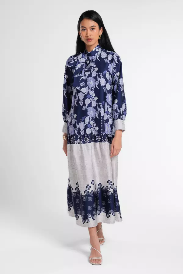 MINIMAL - Jeanna - Gamis Motif Bunga - Blue
