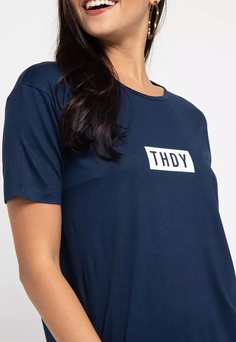 LTB82 Dress Kaos Casual thdy on White Navy