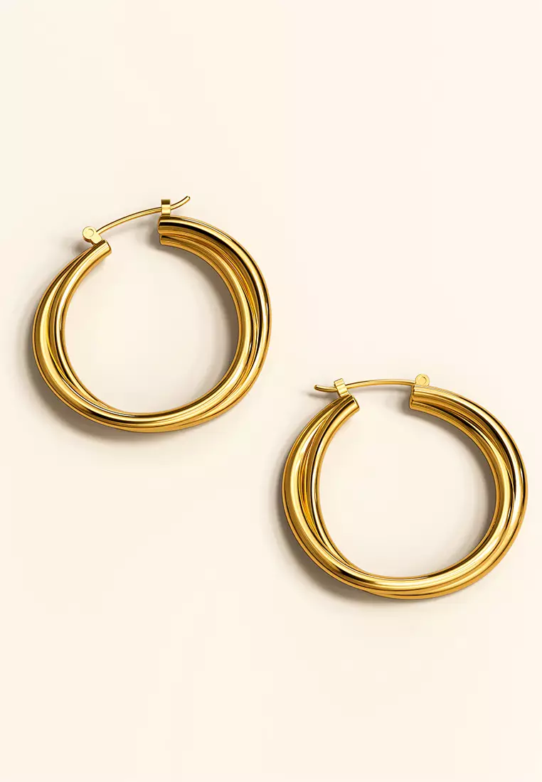 Subtle Hoop Gold Layered Earrings