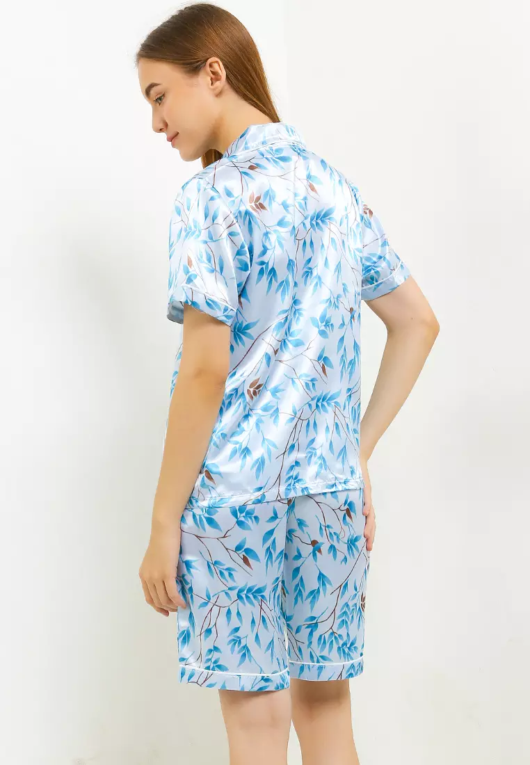 Pyjama Pijama Satin Silk Short Sleeve Short Pants Sleepwear