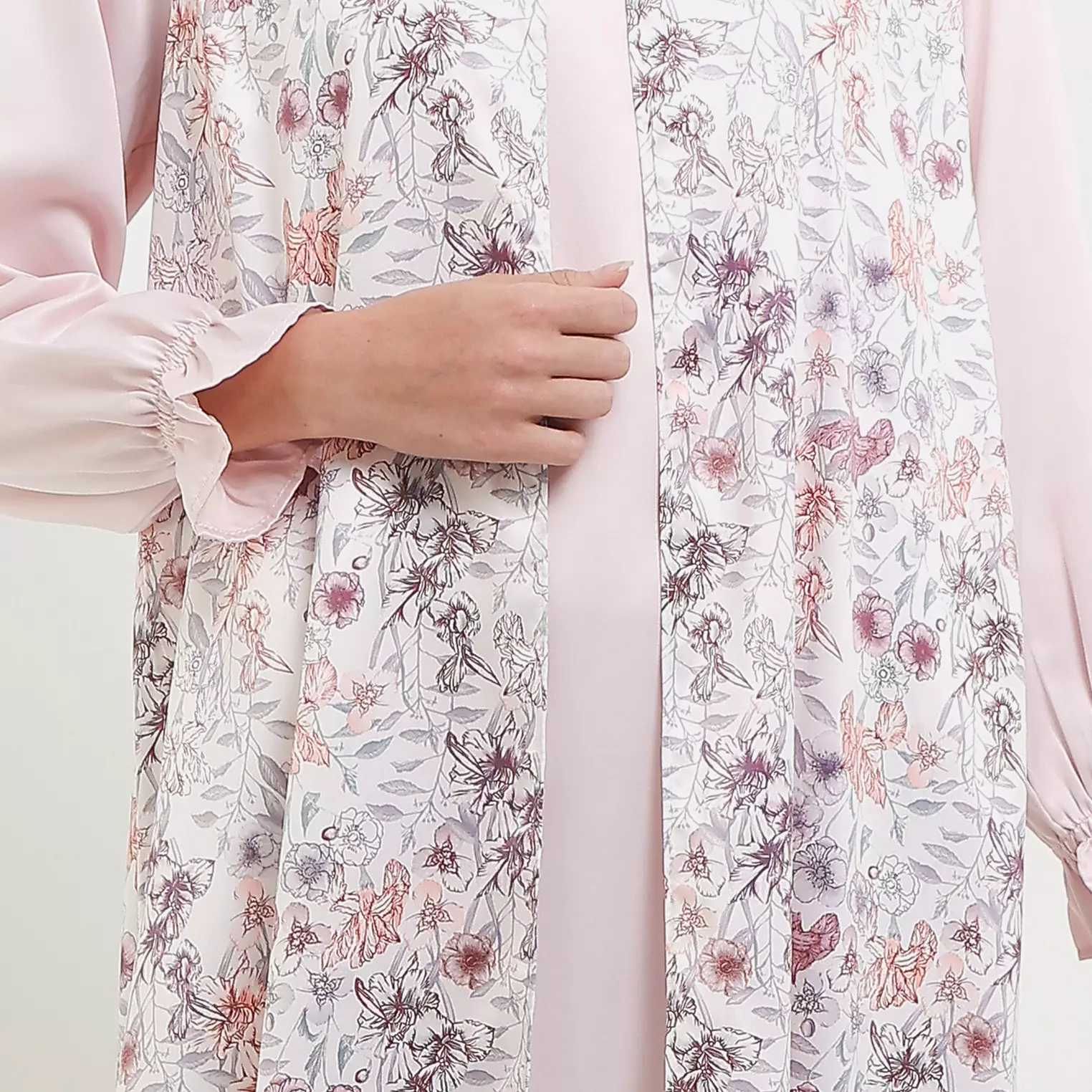 MFMW Moolan Dress Gamis Satin Multicolor Motif Bunga