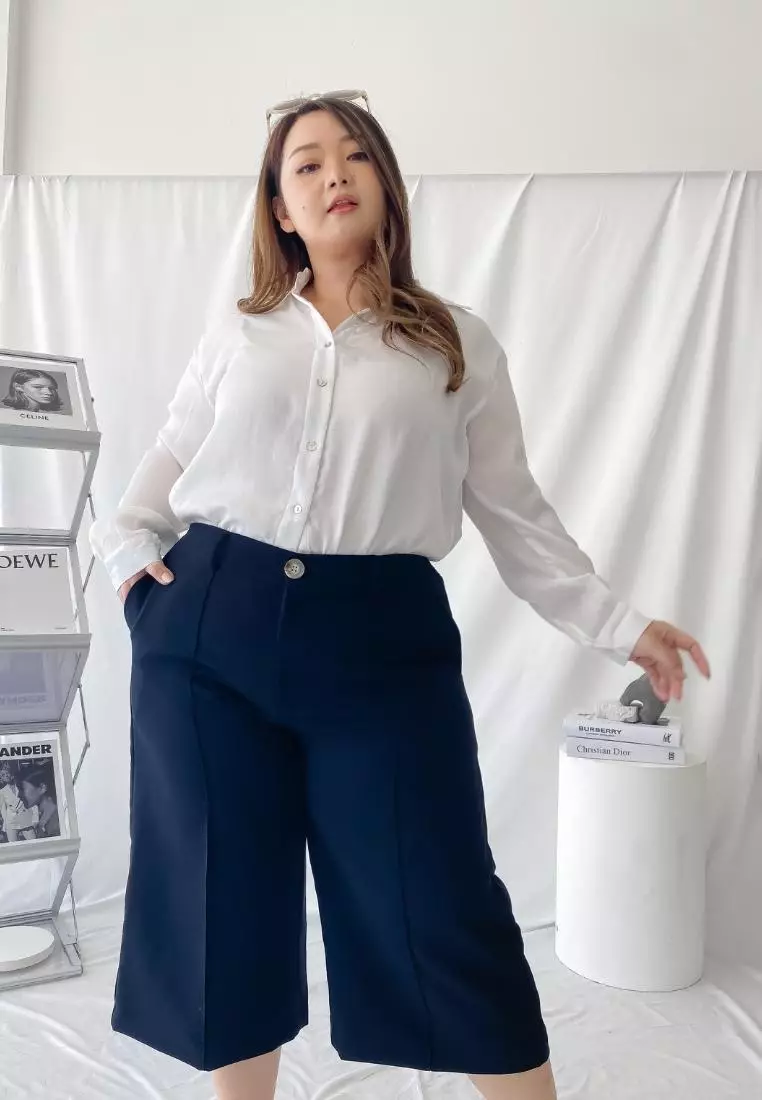 Plus Size Cullote Pants Marche Navy