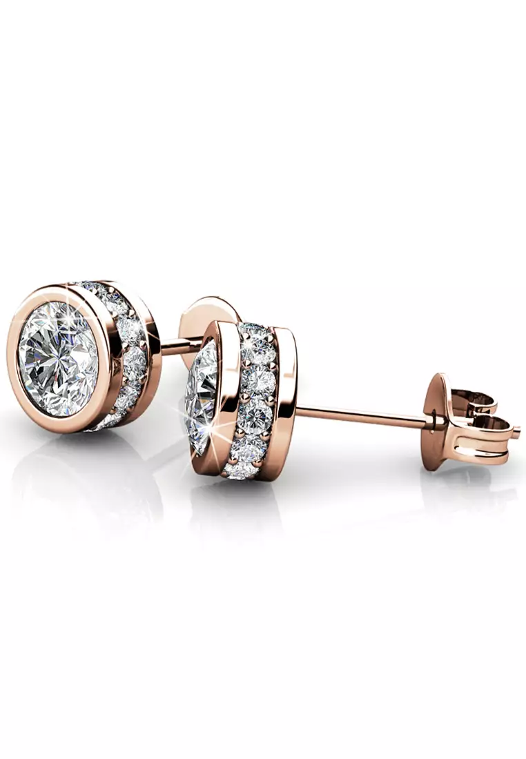 KRYSTAL COUTURE Star Acamar Stud Earrings Embellished with SWAROVSKI® crystals-Rose Gold/Clear
