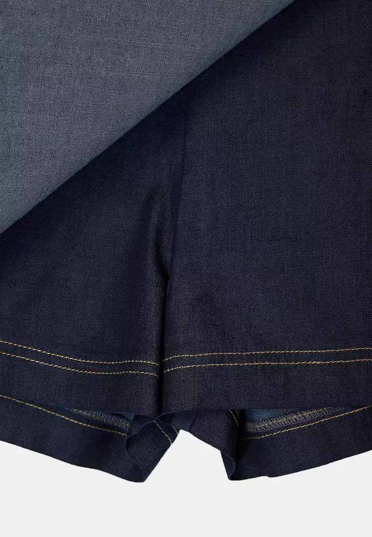 Dark Blue Accessory Detailed Extra Flexible Denim Short Skirt Twoss26Sr3