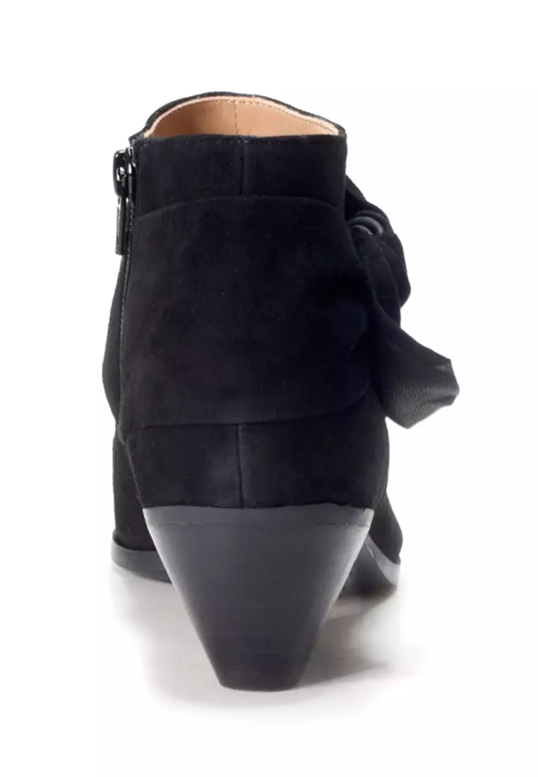 Amaztep Classy Mid Bow Suede Leather Ankle Pointy Boots