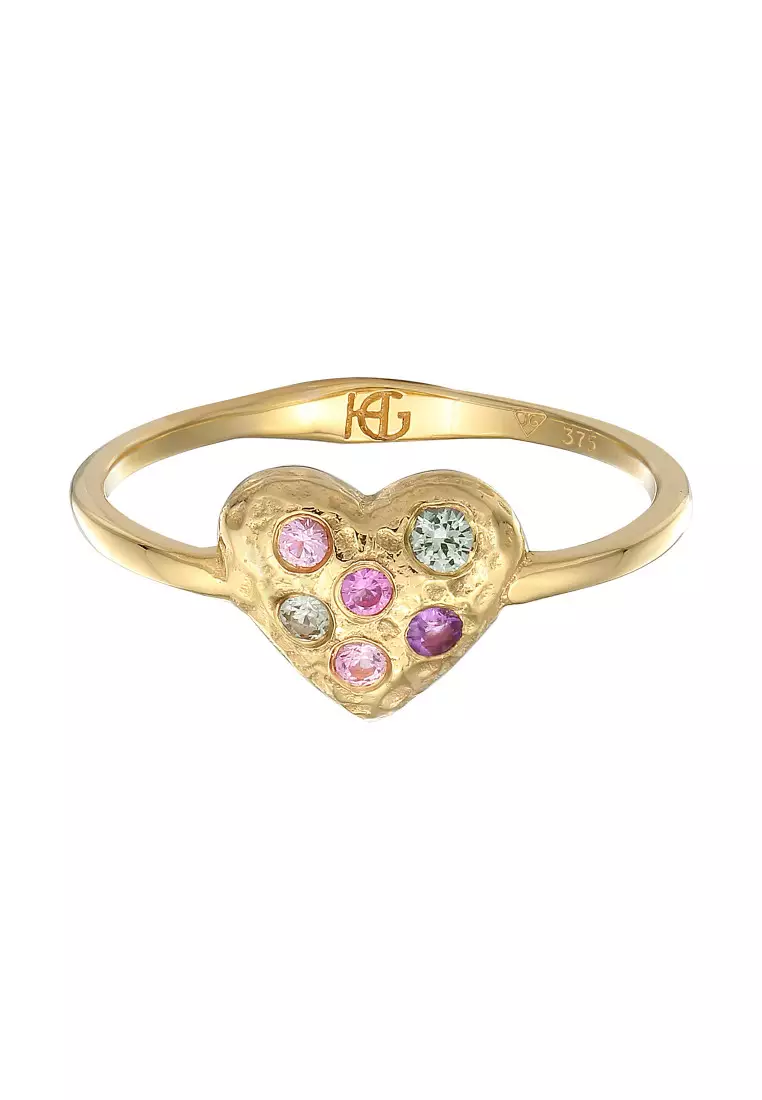 EXCLUSIVE Cincin Perhiasan Emas 375 Wanita Heart Amethyst